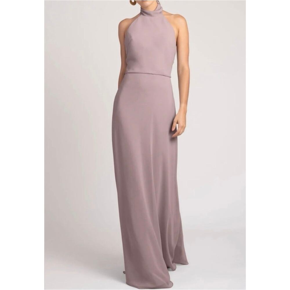 NWT Jenny Yoo Brett Luxe Chiffon Bridesmaid Halter Neck Dress Wedding Sz 16
